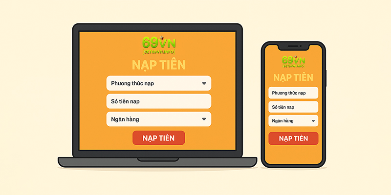 Giao diện trang nạp tiền 69VN đơn giản, thân thiện với người dùng.