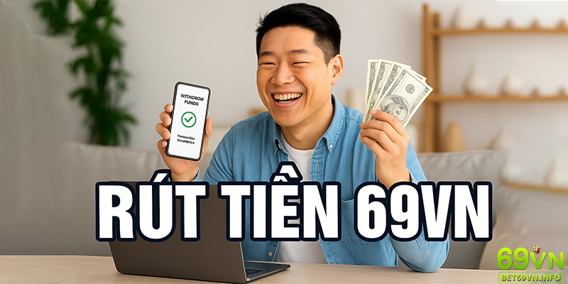 Thực hiện rút tiền tại 69VN bằng smartphone.